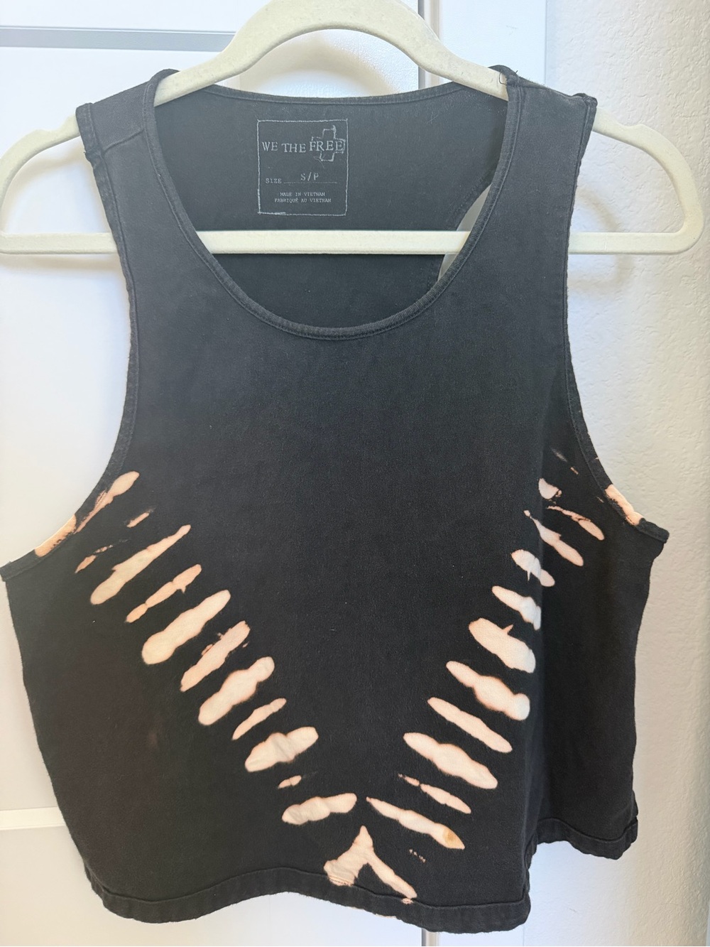 We The Free Black Crop Tank with Pink Distressed Accents